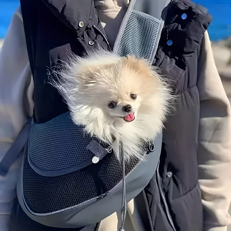 1Pc Dog out backpack,Dog Sling Carrier Breathable Mesh Travel Crossbody Bag For Puppy Cat Hiking Camping - Imagen 4