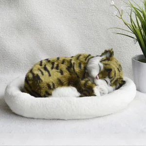 Realistic Black and White Cat Dog Breathing Sleeping Plush Toys Doll Electronic Pets for Dementia Seniors Adults Kids - Imagen 3
