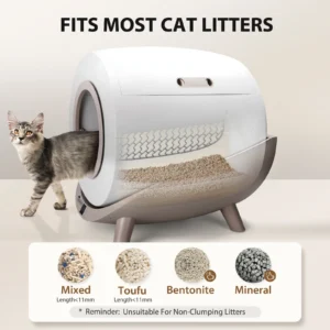 Arenero autolimpiable Nobleza SL01, capacidad de 80 litros para varios gatos, conexión Wi-Fi