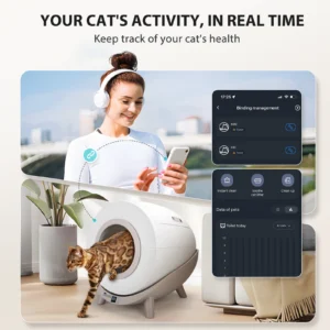 Arenero autolimpiable Nobleza SL01, capacidad de 80 litros para varios gatos, conexión Wi-Fi