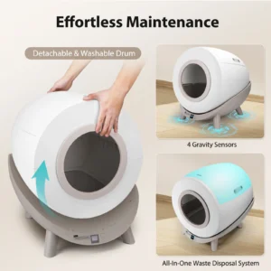 Arenero autolimpiable Nobleza SL01, capacidad de 80 litros para varios gatos, conexión Wi-Fi