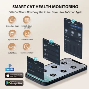 Arenero autolimpiable Nobleza SL01, capacidad de 80 litros para varios gatos, conexión Wi-Fi