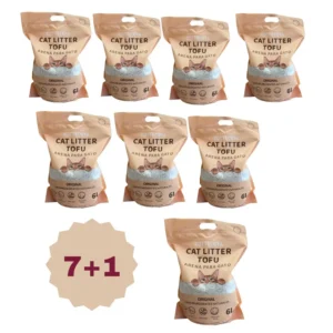 Alternative view of Tofu cat litter 6l pack 4 and 8, ecological and biodegradable, made of plant fibers. high absorption, binder and odor control. low dust, safe for your pet, easy to clean and disposable in toilet. ideal for premium hygiene.