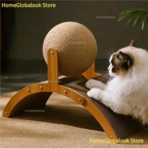 Juguete rascador de madera 2 en 1 para gatos
