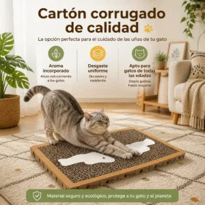 Rascador de cartón corrugado para gatos con hierba gatera, alfombrilla para afilar las garras y proteger los muebles, juguete duradero y ecológico para gatitos y gatos adultos, diseño de ratón.