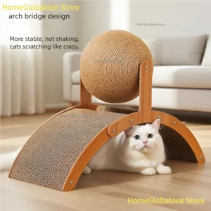 Juguete rascador de madera 2 en 1 para gatos