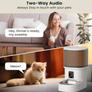 Alternative view of Comedero automático inteligente con cámara para mascotas, temporizador, para gatos y perros, con botón, WIFI, aplicación y vídeo. Dispensador inteligente de comida seca con fuente.