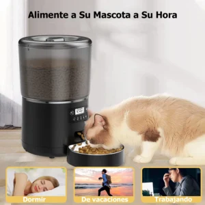 Comedero automático para mascotas de 4 litros, dispensador de comida para gatos, temporizador y dosificador, resistente a insectos y humedad, sin atascos.
