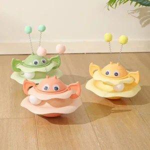 Disco giratorio Little Bee Tumbler para gatos, juguete de entretenimiento para gatos, plataforma giratoria resistente a las mordeduras y juguete rascador. - Imagen 4