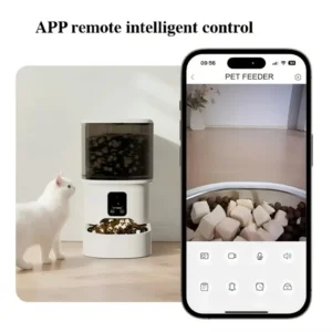 Comedero automático inteligente con cámara para mascotas, temporizador, para gatos y perros, con botón, WIFI, aplicación y vídeo. Dispensador inteligente de comida seca con fuente. - Imagen 5