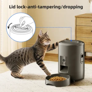 Comedero automático para mascotas de 2 litros con botón pulsador, WiFi, cámara y USB. Comedero inteligente para gatos y perros con temporizador y vídeo. - Imagen 5