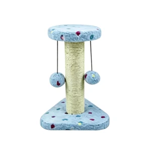 Rascador para gatos con poste de cuerda de sisal natural y bolas colgantes, torre de juegos compacta con base estable y suave peluche, juguete interactivo para gatitos, 20x20x28cm