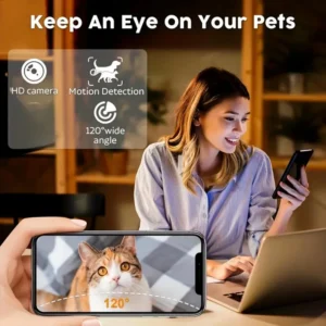 Comedero automático inteligente con cámara para mascotas, temporizador, para gatos y perros, con botón, WIFI, aplicación y vídeo. Dispensador inteligente de comida seca con fuente. - Imagen 4