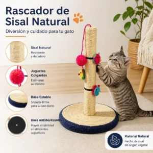Rascador para gatos de sisal natural de 42 cm