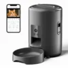 Comedero automático para mascotas de 2 litros con botón pulsador, WiFi, cámara y USB. Comedero inteligente para gatos y perros con temporizador y vídeo.