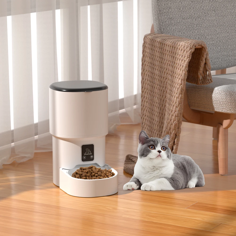 Comedero inteligente para gatos Tuya WiFi de gran capacidad (4 litros), permite programar la alimentación por tiempo y cantidad, apto para comederos de gatos y perros. - Imagen 3