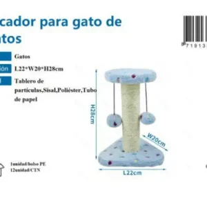 Rascador para gatos con poste de cuerda de sisal natural y bolas colgantes, torre de juegos compacta con base estable y suave peluche, juguete interactivo para gatitos, 20x20x28cm - Imagen 9