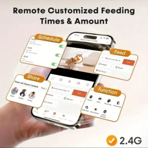 Comedero automático inteligente con cámara para mascotas, temporizador, para gatos y perros, con botón, WIFI, aplicación y vídeo. Dispensador inteligente de comida seca con fuente. - Imagen 6