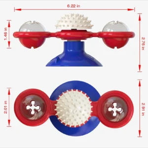 Juguete interactivo para gatos con forma de molino de viento, juego de rompecabezas giratorio, juguete multifuncional para limpiar los dientes de los gatitos y artículos para mascotas. - Imagen 7