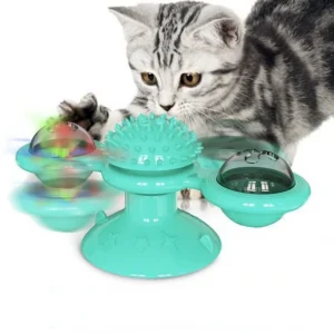 Alternative view of Juguete interactivo para gatos con forma de molino de viento, juego de rompecabezas giratorio, juguete multifuncional para limpiar los dientes de los gatitos y artículos para mascotas.