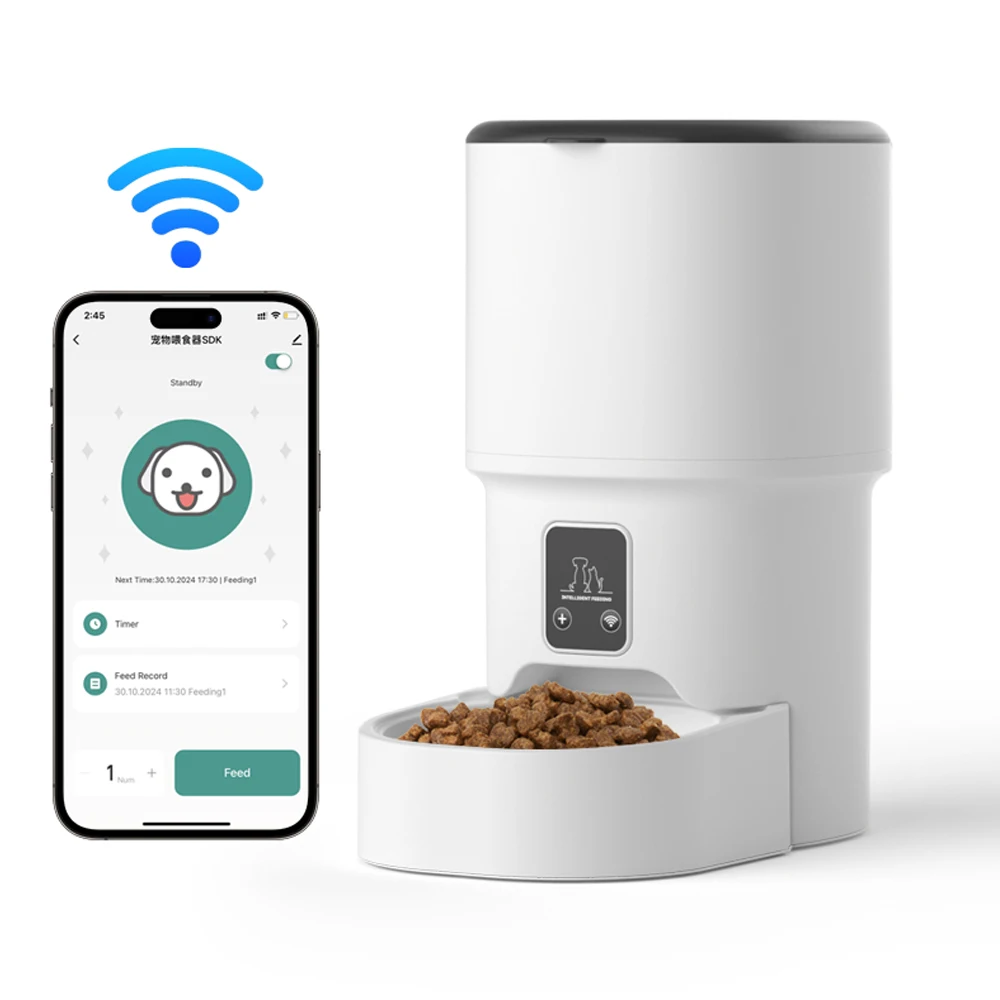 Comedero inteligente para gatos Tuya WiFi de gran capacidad (4 litros), permite programar la alimentación por tiempo y cantidad, apto para comederos de gatos y perros. - Imagen 7
