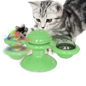 Juguete interactivo para gatos con forma de molino de viento, juego de rompecabezas giratorio, juguete multifuncional para limpiar los dientes de los gatitos y artículos para mascotas. - Imagen 3